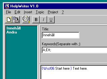 Screenshot of HelpWriter 1.0